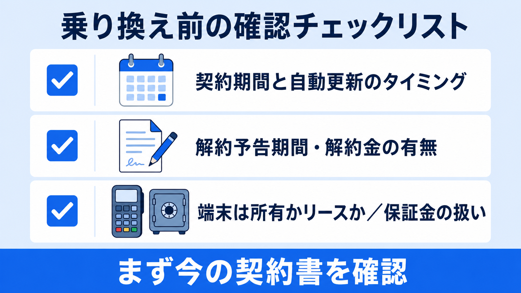 乗り換え前に必ず確認することの解説図